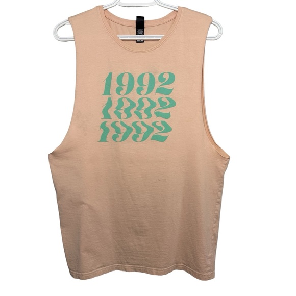 Dutch Bros Light Pink w/Mint Cut Off Tank/Muscle Tee MEDIUM So CUTE DB 1992 - Picture 1 of 6